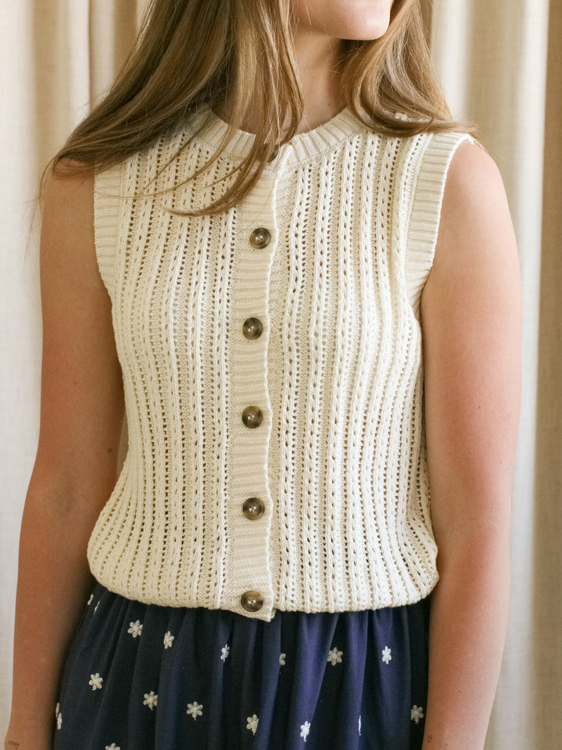 Randi Sleeveless Knit Top- Cream