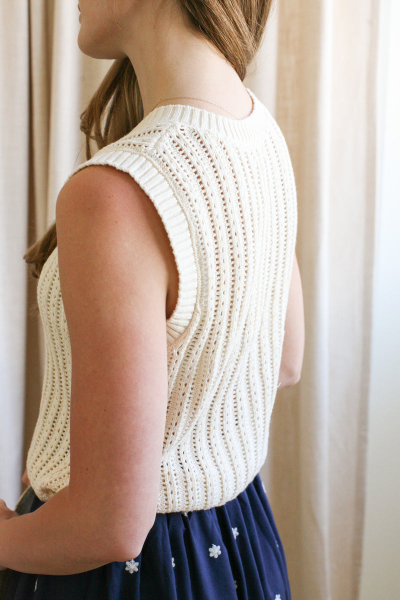 Randi Sleeveless Knit Top- Cream