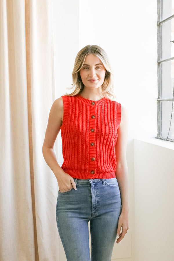 Randi Sleeveless Knit- Red