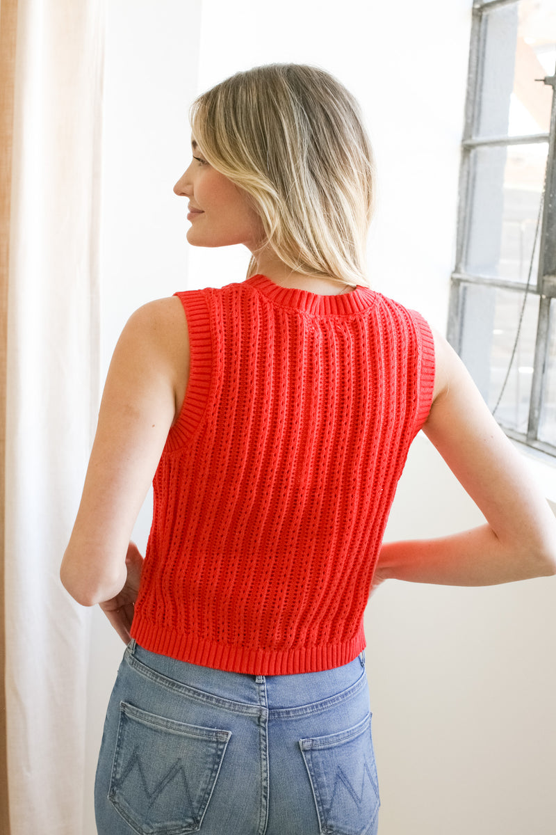 Randi Sleeveless Knit- Red