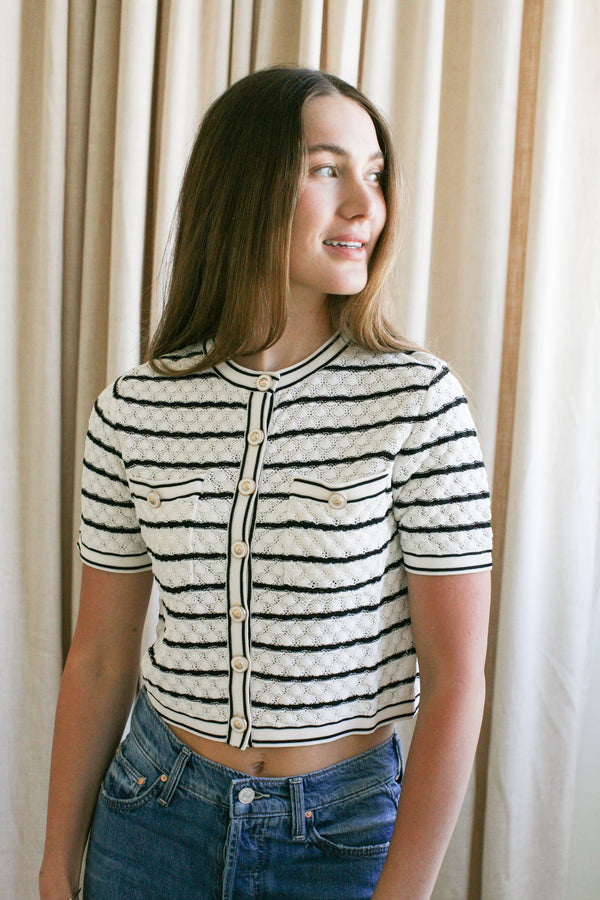 Chelsea Striped Crochet Cardigan