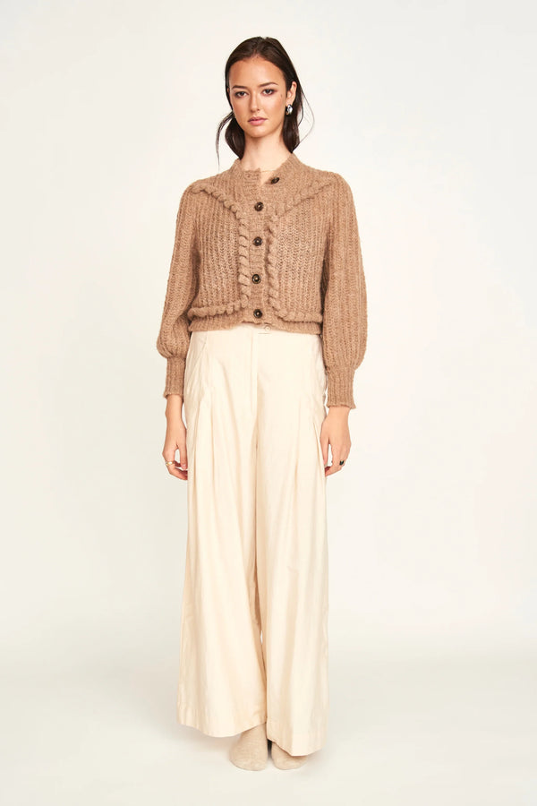 Mirth Moritz Embroidered Cardigan in Brownie