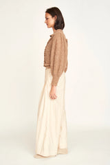 Mirth Moritz Embroidered Cardigan in Brownie