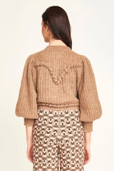 Mirth Moritz Embroidered Cardigan in Brownie