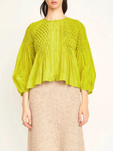 Mirth Ynez Hand Smocked Blouse in Citronelle