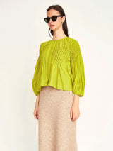 Mirth Ynez Hand Smocked Blouse in Citronelle