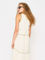 Mirth Santanyi Tank in Lime Jamdani