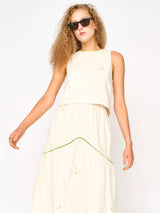 Mirth Santanyi Tank in Lime Jamdani