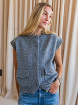 Collins Button Vest - Grey