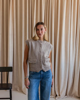 Collins Button Vest - Oatmeal