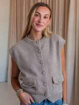 Collins Button Vest - Oatmeal