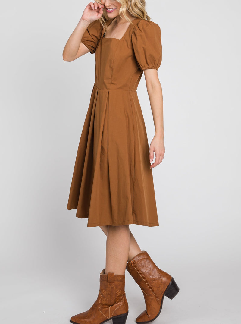 Chestnut Poplin Dress
