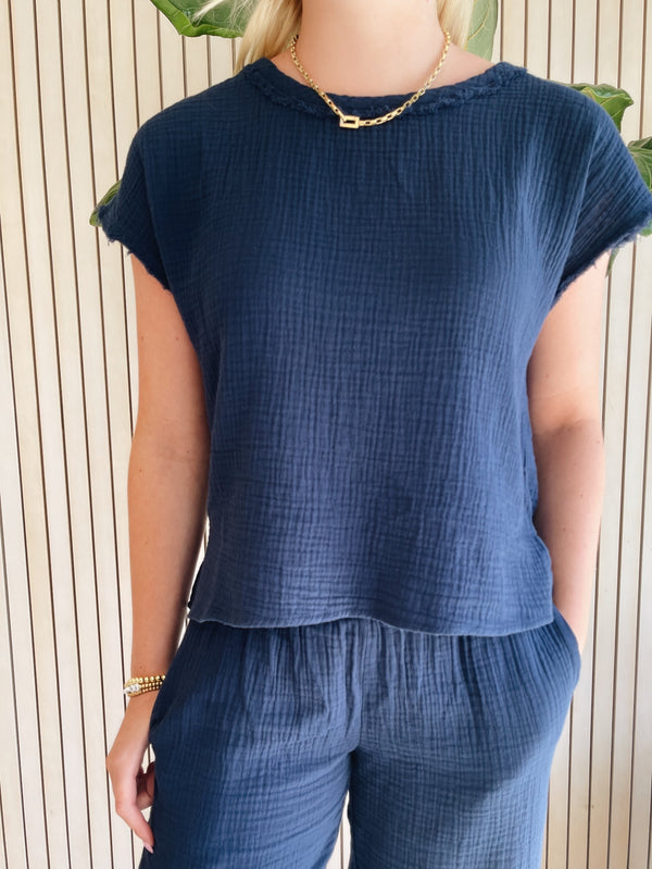 Zoe Summer Top - Navy