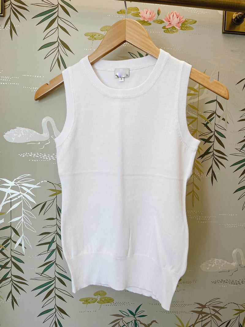 Sleeveless Crew - White