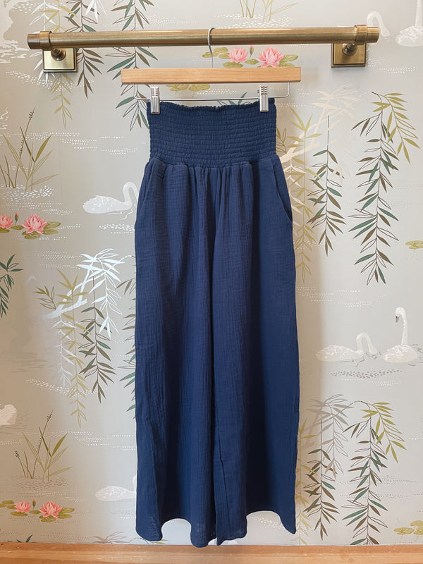 Zoe Smocked Pant - Navy