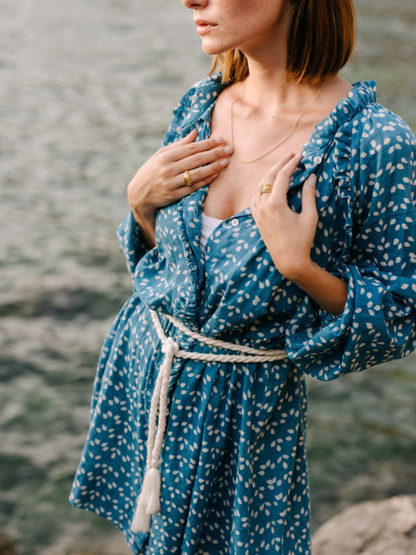 Somerset Short Dress in Indigo Rain