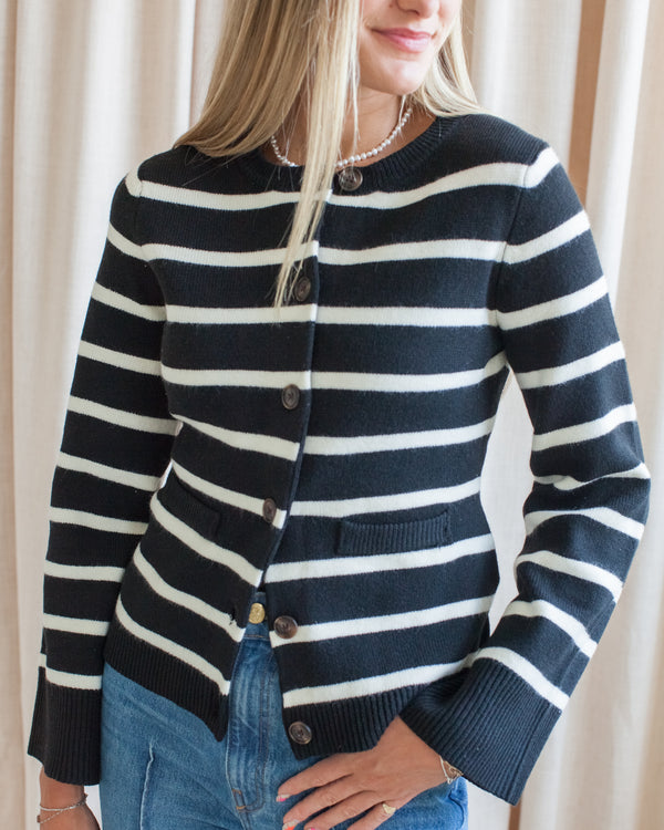 Rosalyn Stripe Cardigan- Black