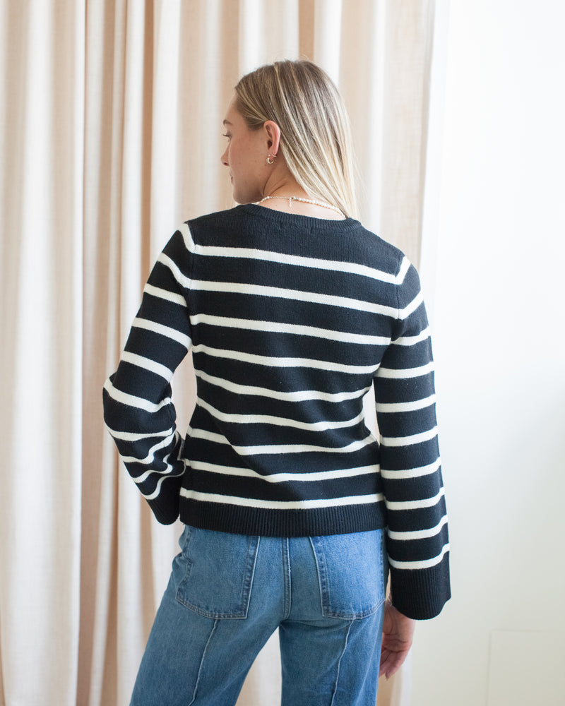 Rosalyn Stripe Cardigan- Black