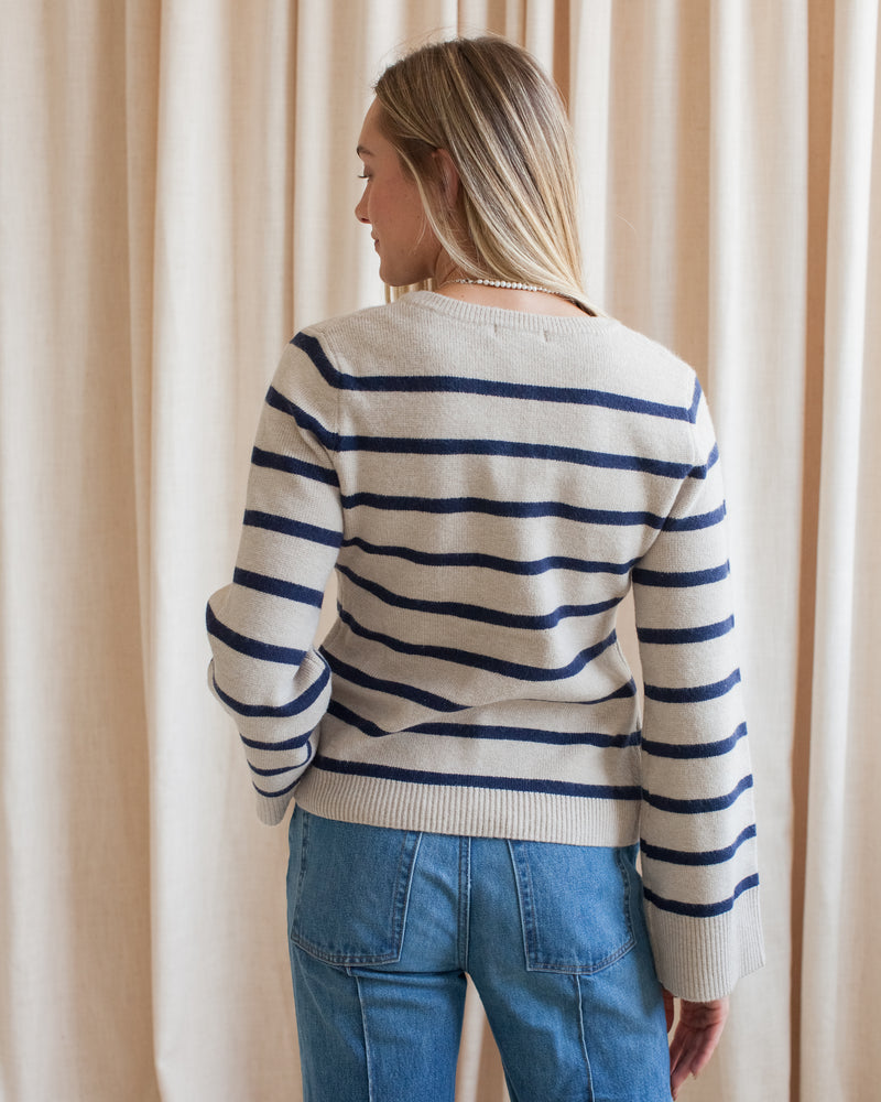 Rosalyn Stripe Cardigan- Taupe