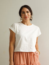 Karley Cuff Sleeve Tee White