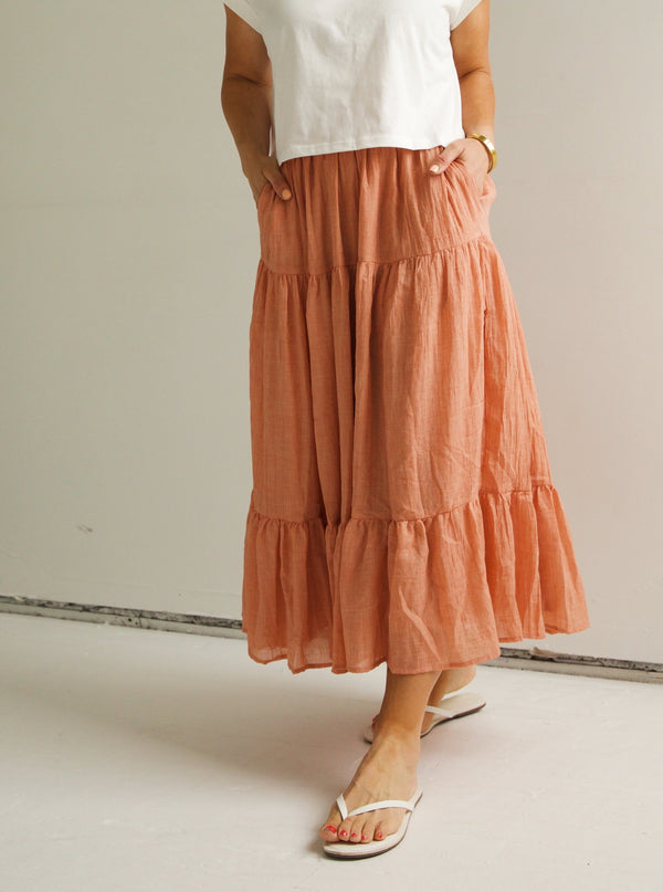 Peach Tiered Skirt