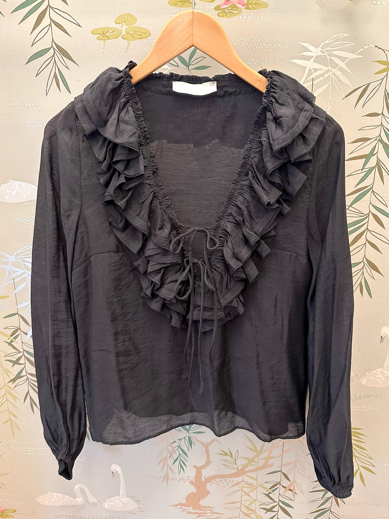 Rachelle Ruffle Blouse - Black