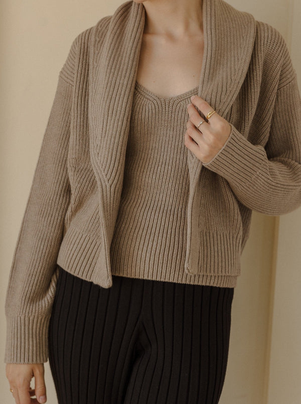 Blythe Shawl Cardigan - Cocoa