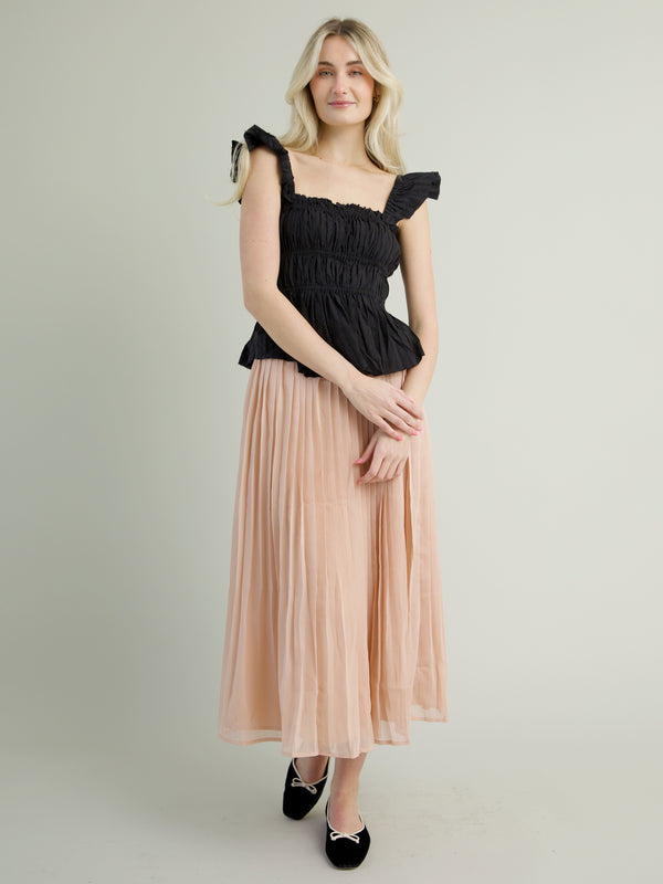Chiffon Pleat Skirt - Blush