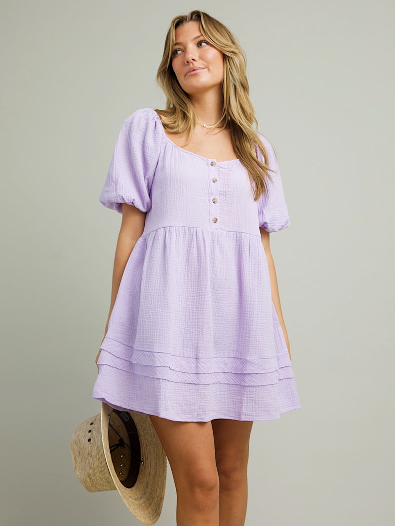 Lilac Puff Sleeve Dress