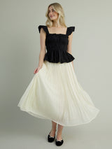 Chiffon Pleat Skirt - Ivory