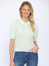 Misty Knit Polo - Mint