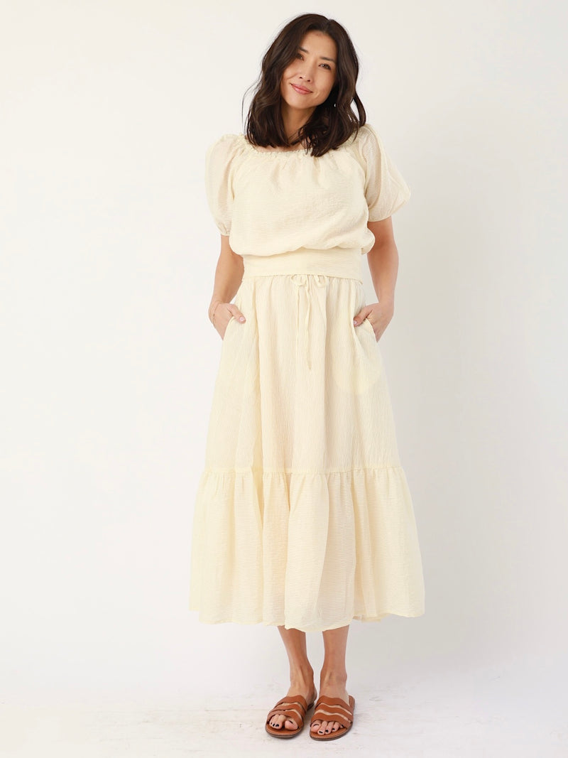 Edith Smocked Skirt in Sand