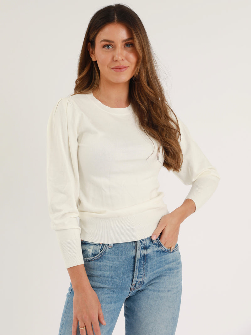 Puff Sleeve Crew neck - Ivory