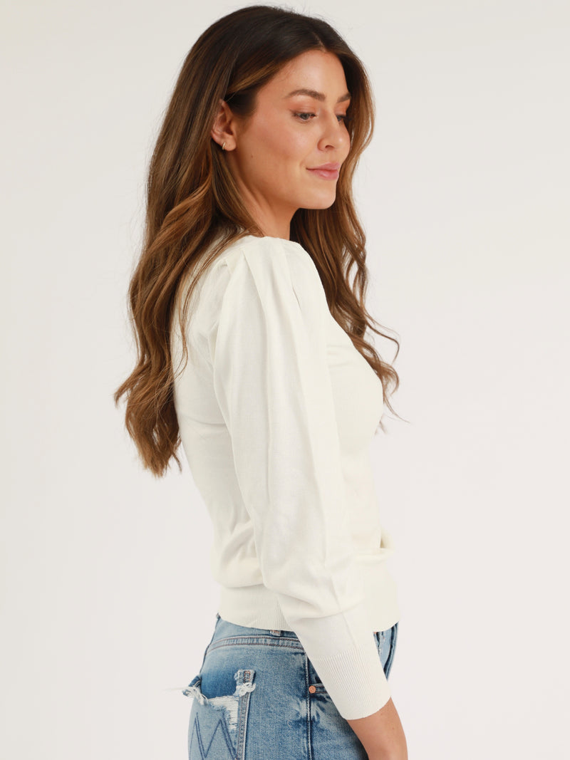 Puff Sleeve Crew neck - Ivory