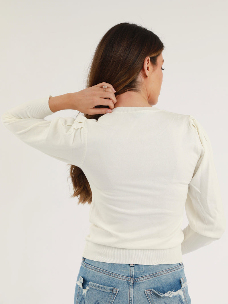 Puff Sleeve Crew neck - Ivory