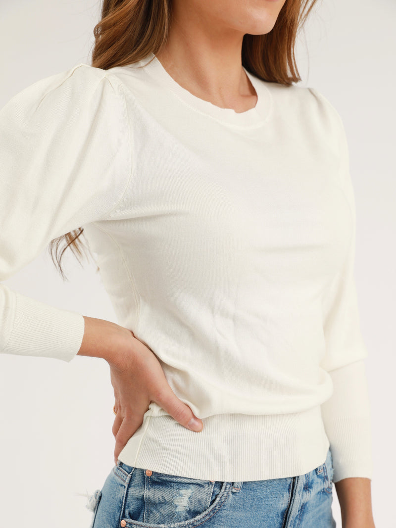 Puff Sleeve Crew neck - Ivory
