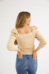 Square Neck Sweater - Taupe