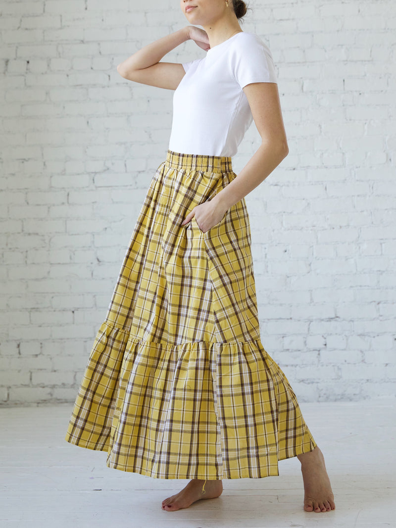 Cher Plaid Skirt in Yellow