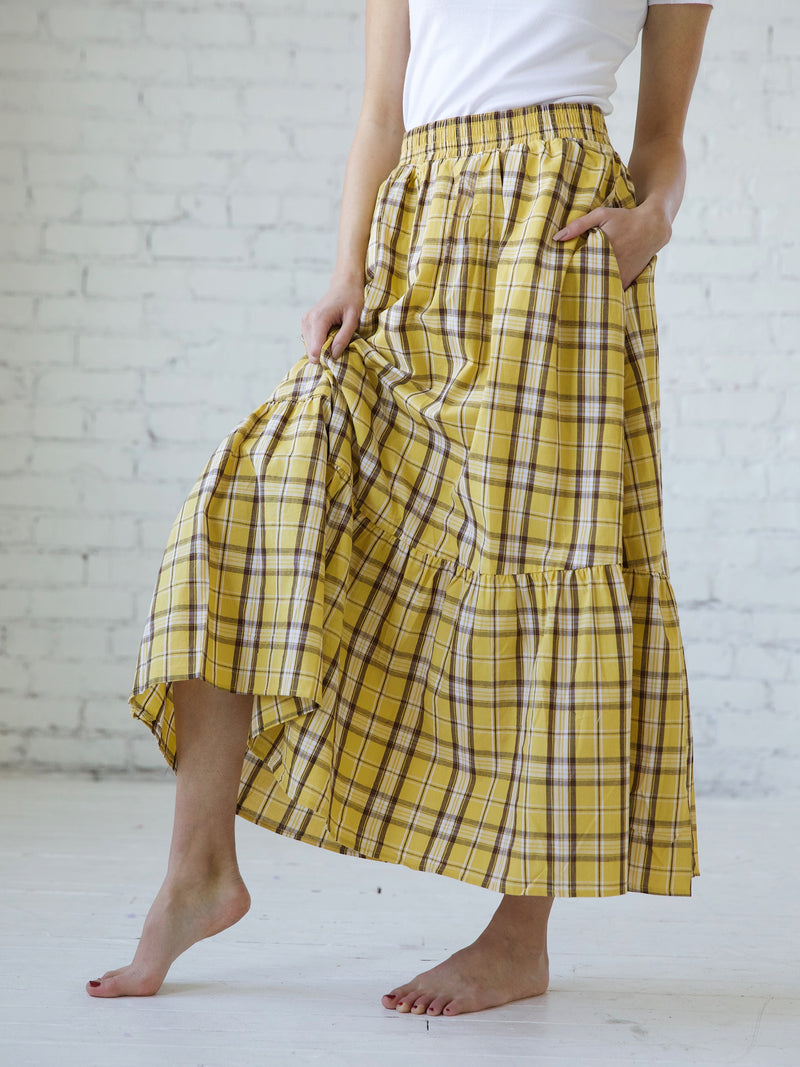 Cher Plaid Skirt in Yellow