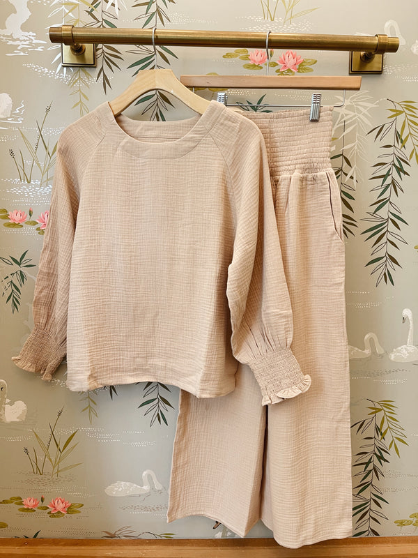 Zoe Peasant Blouse in Sand