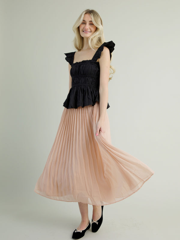 Chiffon Pleat Skirt - Blush