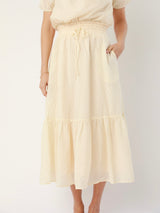 Edith Smocked Skirt in Sand