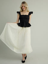 Chiffon Pleat Skirt - Ivory