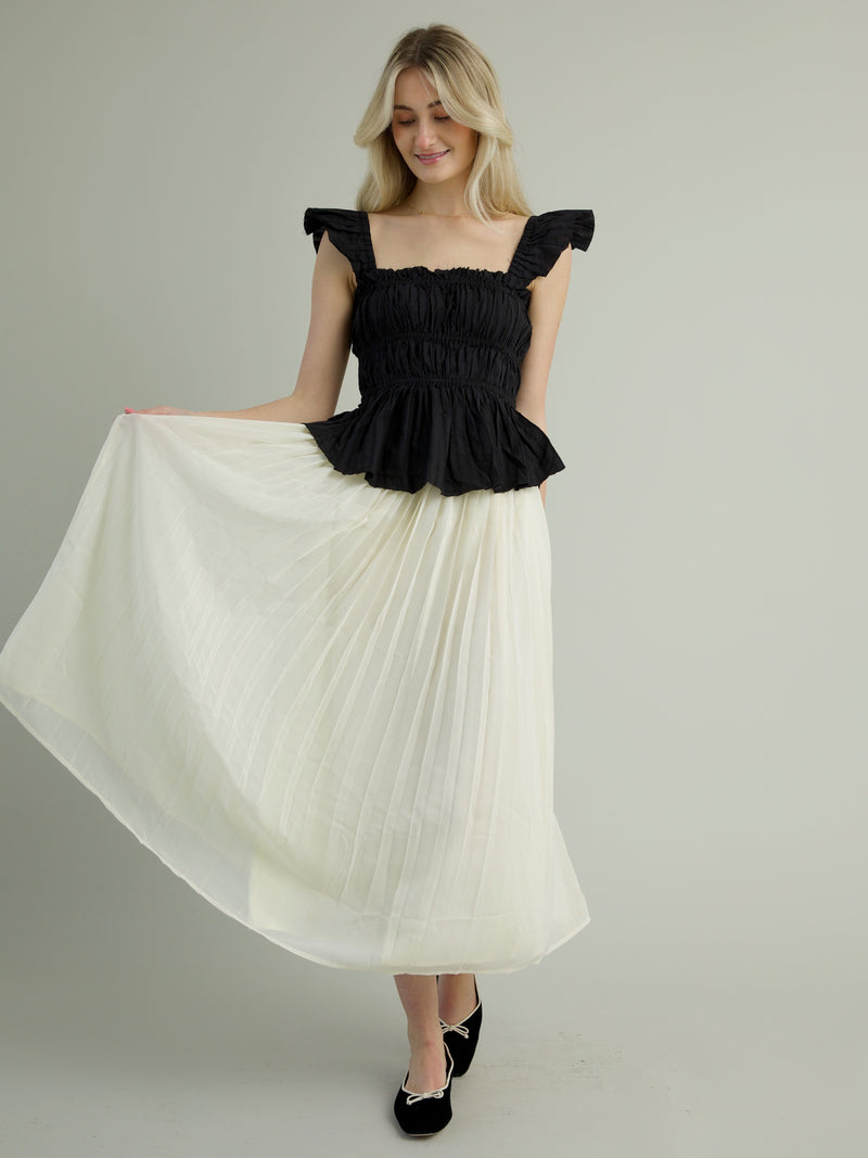 Chiffon Pleat Skirt - Ivory