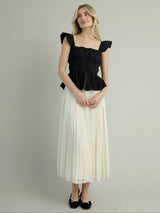 Chiffon Pleat Skirt - Ivory