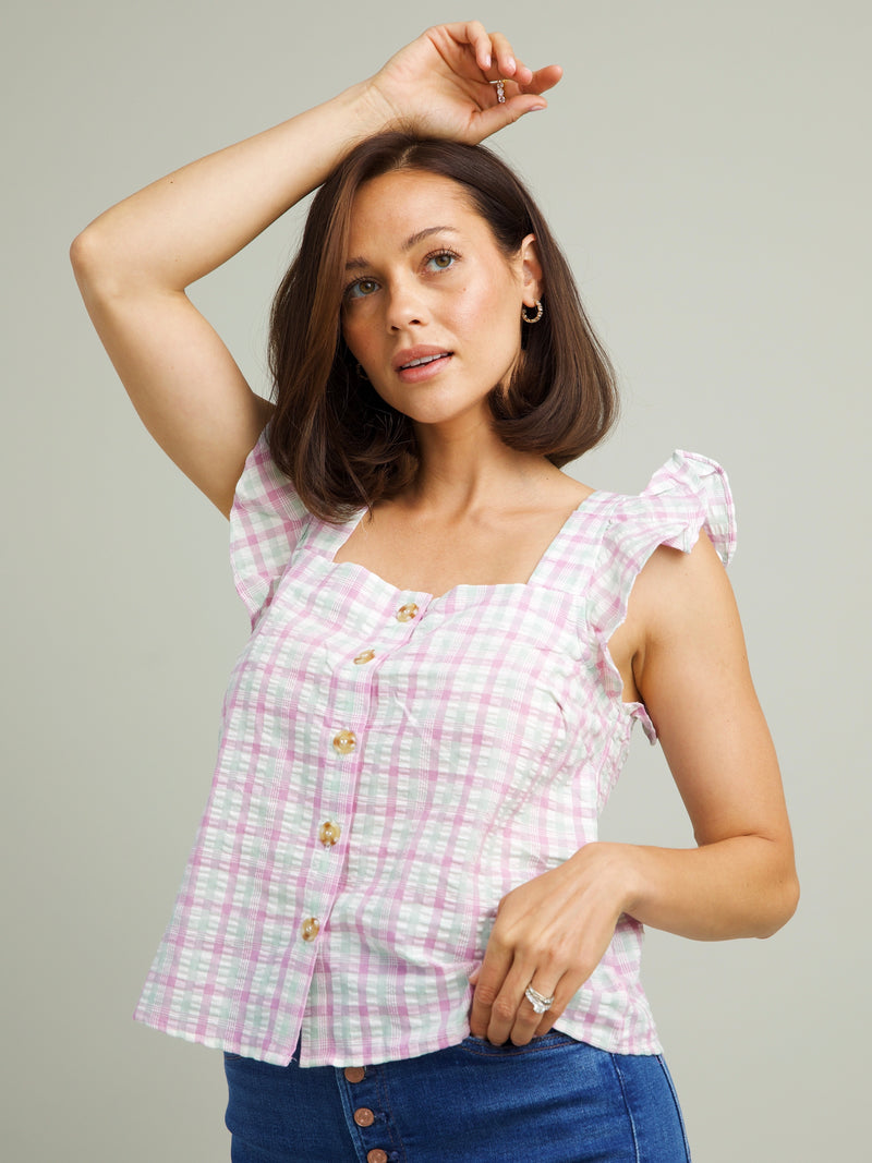 Gemma Plaid Top - Pink