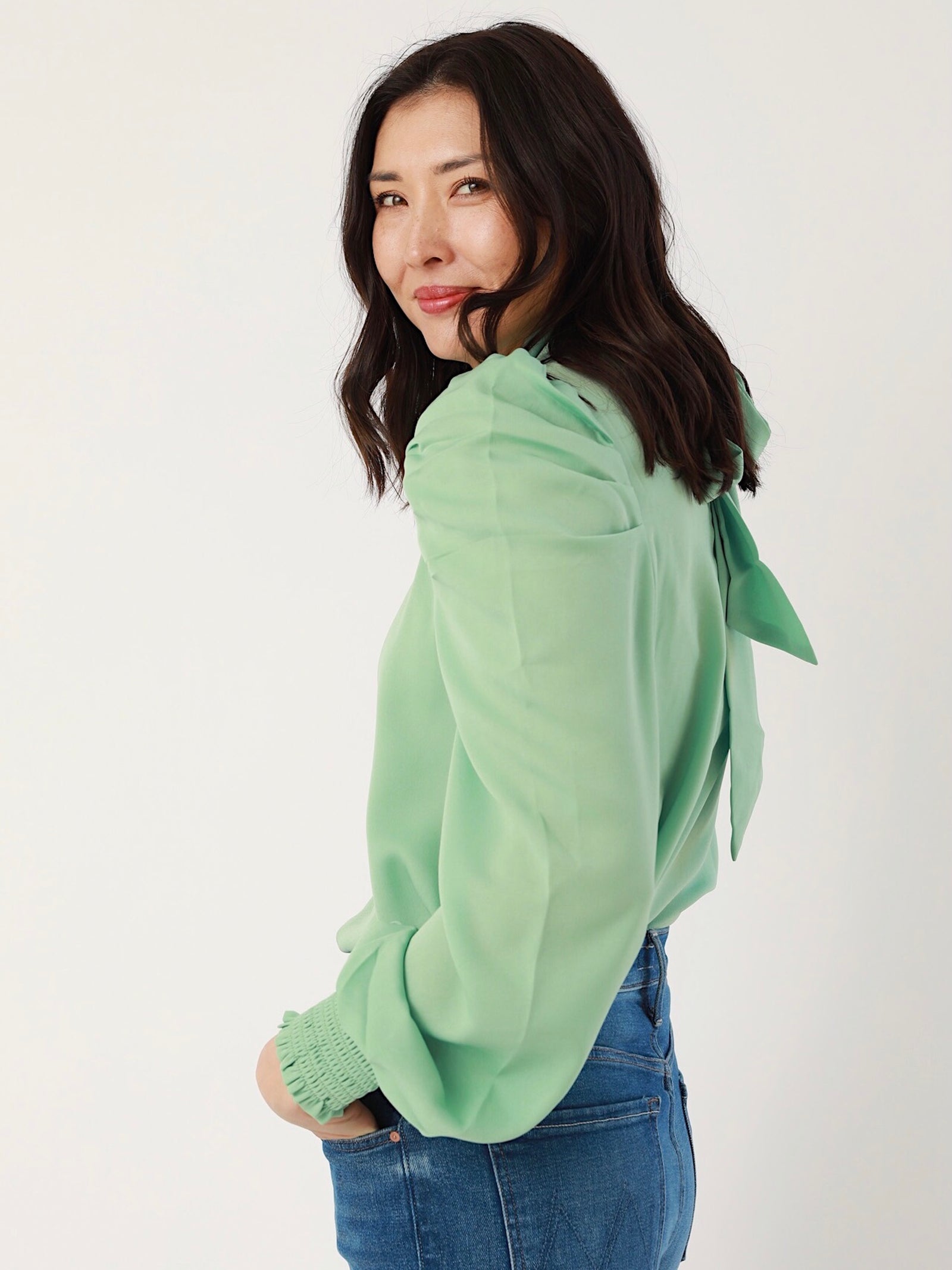 Seafoam Puff Sleeve Blouse – Koo De Ker