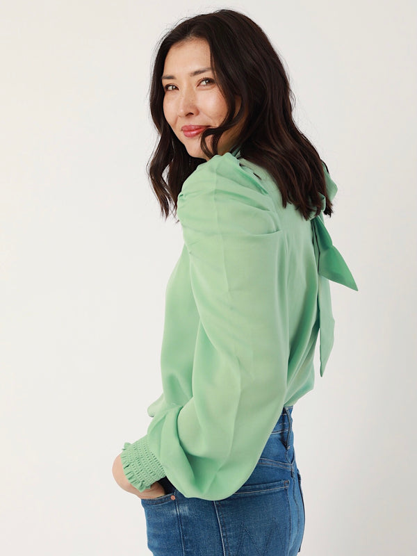 Seafoam Puff Sleeve Blouse