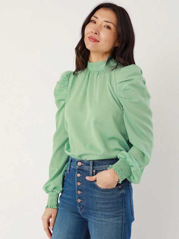 Seafoam Puff Sleeve Blouse