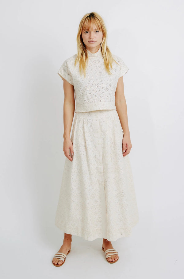 Mirth Lucerne Skirt in Bone Eyelet